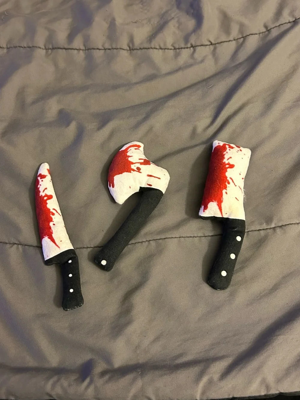 Set of 3 Plush Bloody Knife Cat Toys